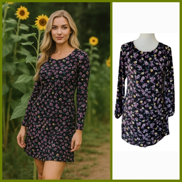 Speechless long sleeve floral dress with cut-out back Women's size medium - Picture 1 of 15